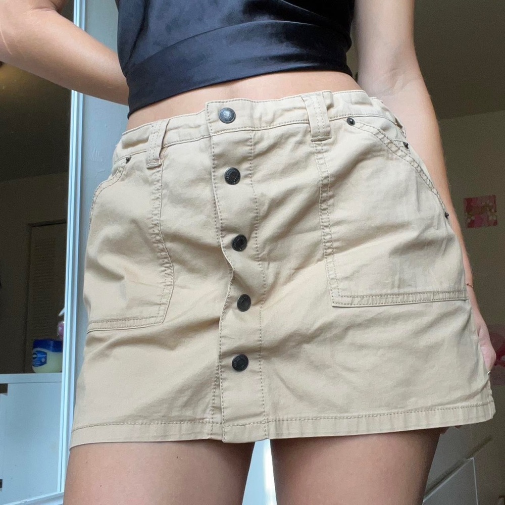 Abercrombie & Fitch Camel Skirt with Button Detail